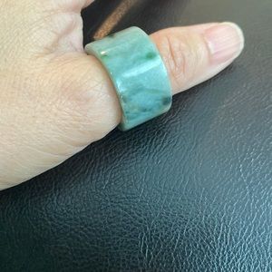 Green Natural Jade Band Unisex Men Jumbo Flat Big Ring 9.75